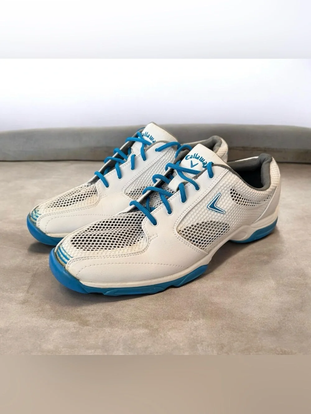 Callaway Solaire Golf Shoes Women 9.5 White Blue breathable mesh